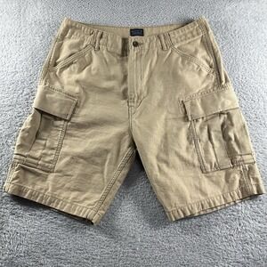 Levi's Cargo Shorts Mens 36 Khaki Canvas Brown Pockets Heavyweight Hiking Stitch